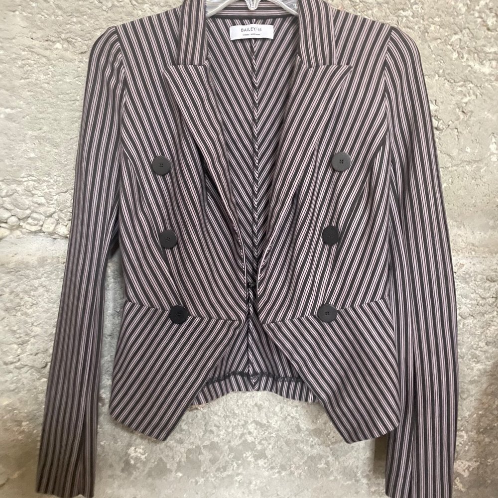 Gelato Stripe Double-Breasted Peplum Jacket